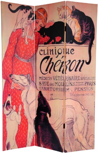Unique Stylish Vintage French Commercial Poster Art Print - 6 ft. Double Printed Chocolat Label Canvas Room Divider Floor Screen