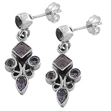 Exquisite 4 Ct. Amethyst 925 Sterling Silver Dangle Earrings