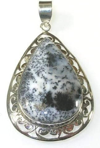 Dendrite Opal &amp; Sterling Silver Teardrop Pendant