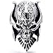 INBLUE Men's Stainless Steel Ring Silver Tone Black Devil Skull Engraved Casted Size9