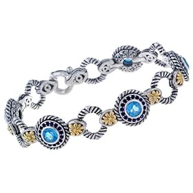 14K Yellow Gold and Sterling Silver Blue Topaz Bracelet by The Jewelers Collection