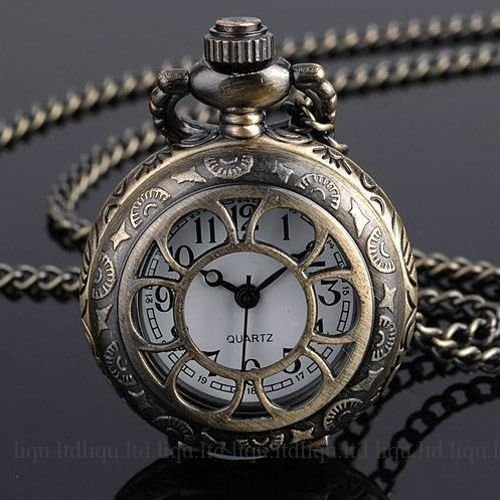 New Watch Vintage Retro Antique Style Xmas Gift Fob Necklace Quartz Pocket Watch + Chain
