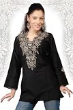 Black long sleeves Kurti/Tunic with neckline embroidery