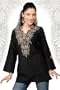 Black long sleeves Kurti/Tunic with neckline embroidery
