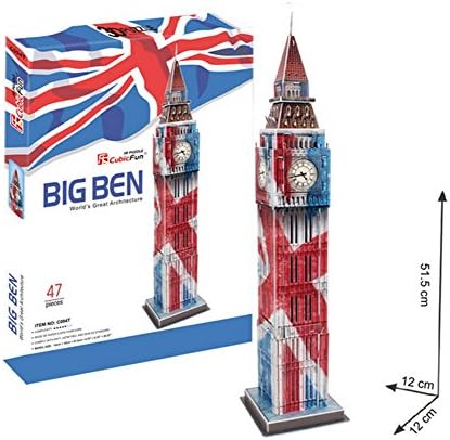 Rctoyer Kids 3D Stereoscopic Puzzle Jigsaw Big Ben Fancy Toy Red