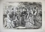 1874 ANTIQUE PRINT PARIS SPRING FASHION WOMENS DRESSES