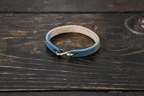 Indigo Dyed Vegetable Tanned Full Grain Leather Cuff with Brass 'S' Clasp