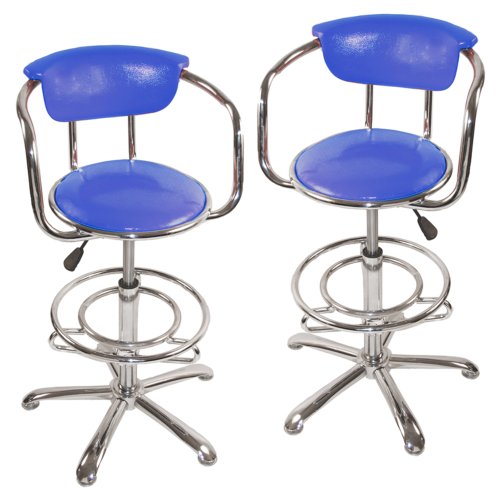 Walker Edison Retro Barstool - Dark Blue (set of 2)