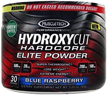 Hydroxycut Hardcore Elite by MuscleTech - Powerful Thermogenic Weight Loss Powder (30 Servings) (Blue Raspberry)