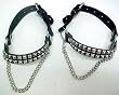 Black Leather Pyramid Studded Bootstraps Boot Chains