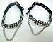 Black Leather Pyramid Studded Bootstraps Boot Chains