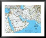 Map of Afghanistan, Pakistan and the Middle East Maps Framed Art Poster Print, 36x29