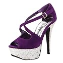 Alora05 Sequin Platform Peep Toe Heels PURPLE
