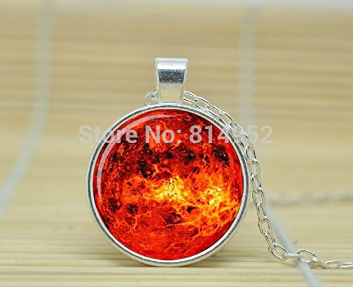 VintaStore Art Glass Necklace Sun Pendant Sun Necklace Galaxy Necklace Space Pendant Sun Orange Jewelry Necklace A1211