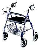 ITA-MED 4-Wheel Heavey Duty Aluminum Rollator with Loop Brakes, Blue