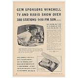 1954 Gem Razor Walter Winchell TV Radio Show Trade Print Ad by AdsPast.com
