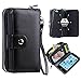 iPhone 5C Case, Vofolen [Zipper Wallet] iPhone 5C Cover PU Leather Protective Shell Folio Flip Holster Carrying Case Detachable Slim Defender Card Holder Wrist Strap for iPhone 5C -Black