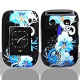 Hard Snap-on Shield BLACK With BLUE FLOWERS Design Faceplate Cover Sleeve C ....
