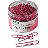 Officemate Breast Cancer Awareness PVC Free Giant Color Coated Paper Clips, 80per Tub, Pink (08908)