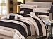7 Pieces Luxury Cream and Taupe Jacquard Stripe Comforter Set / Bed-in-a-bag Queen Size Bedding