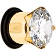 00 Gauge Cz Gold Electro Titanium Tunnel Plug