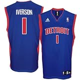 Allen Iverson Detroit Pistons Blue Replica Adidas NBA Jersey