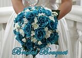 wedding bouquet bridal package bridesmaid groom boutonniere corsage silk flowers love OCEANA BLUE