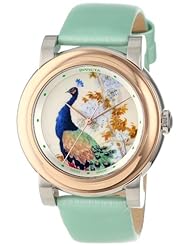 Invicta Womens 12132 Angel Beige with Peacock Image Dial Light Green Leather Watch