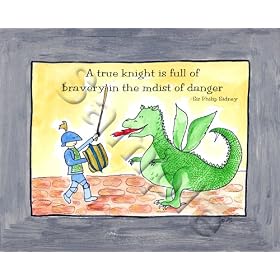 "Brave Knight" By S. Bowman 8 X 10 Art Print Dragon Children's Wall Decor