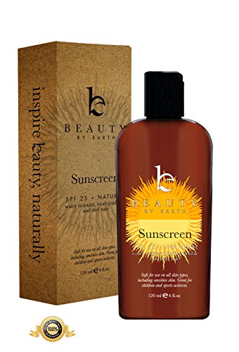 Beauty by Earth Natural SPF Sunscreen - All Natural, Mineral & Organic Ingredients - Non-Nano Zinc, Non-Toxic for Whole Family and Reef Safe - Made in the USA