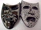 Comedy / Tragedy Masks Rhinestone Belt Buckle Acting