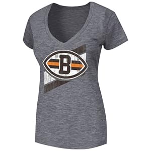 NFL Cleveland Browns Women's Victory Play V-Neck Tee, Gray Melange, Small