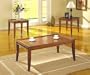 3pcs Contemporary Brown Cherry Finish Coffee & End Table Set