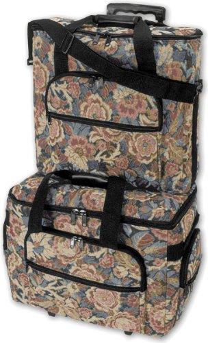 Hemline Sew Easy Two-Bag Trolley Set - Cream Floral