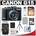Canon PowerShot G15 Digital Camera (Black) with 32GB Card + Battery + Case + Flex Tripod + Accessory Kit