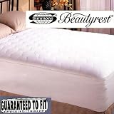 Simmons BeautyRest 300 Thread Count Pima Cotton Sateen Stripe Mattress Pad