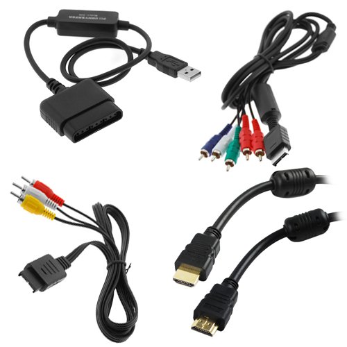 For Sony PlayStation PS3 Accessories Kit:6 Feet HDMI 1.4 Cable with Ferrites + 6 Feet HD Component Cable + Controller Convertor Cable By GTMax