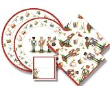 Caspari Large Entertaining Kit with 20 cocktail napkins, 20 lunch napkins, 8 salad plates, 8 dinner plates, and 8 placecards, Nutcrackers
