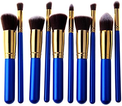 10pcs Make Up Brush Set, Eogo Makeup Cosmetic Brushes Set Foundation Blending Liquid Cream Powder Blush Eyeshadow Brush Kit Set(Blue Golden)