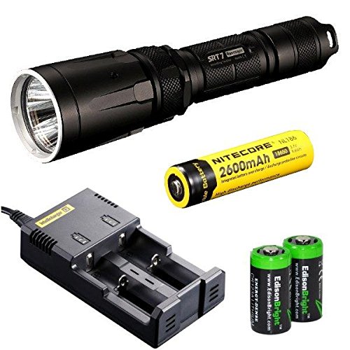 Nitecore SRT7 Revenger 960 Lumens XM-L2 LED Built in Red, Green, Blue Lights, Red-Blue Strobe, Variable brightness Flashlight/searchlight with Nitecore NL186 18650 Li-ion rechargeable battery, Genuine Nitecore i2 intelligent Charger, in-Car Charging