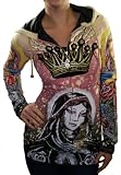 CHRISTIAN AUDIGIER Ed Hardy Womens Mary Faith Platinum Hoodie Hooded Sweatshirt