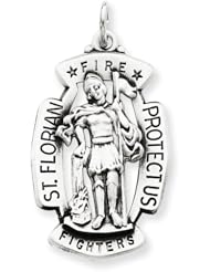 Sterling Silver Antiqued Saint Florian Medal