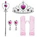 Little Girls Toddler Princess Rapunzel,Aurora Dress Up Party Accessories set With Gloves,Crown,Wand,Clip Earrings (4pcs)
