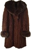 2096 Womens Size 20 or 16W Multi Color New Real Karakul Lamb Fur Classic Winter Over Coat Fox Collar Cuff Knee Length Hook Clasp Front Closure Polyester Lining Inside Pocket Slash Outside Pocket