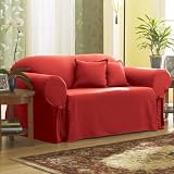 Lightweight Cotton Loveseat Slipcover - Claret