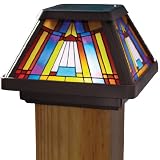 Moonrays 91241 Stained-Glass Solar-Powered LED Post-Cap Lamp