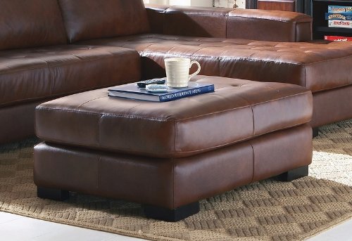 Contemporary Brown Leatherette Coffee Table Ottoman