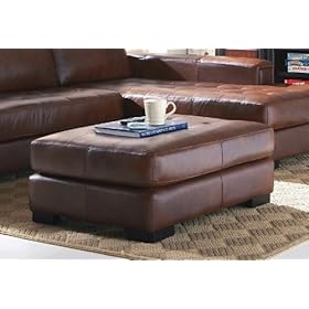 Contemporary Brown 100% Leather Ottoman