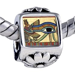 Egyptian- Eye Horus Photo Flower European Charm Bead Pandora & Bracelet Compatible