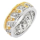 Image of Wave Two-Tone CZ Diamond Eternity Ring Band
